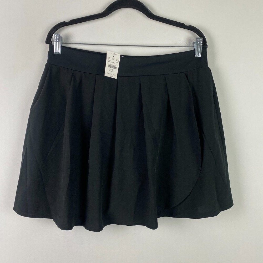 J. Crew Pleated Active Skort Womens Large Black Pull On BQ154